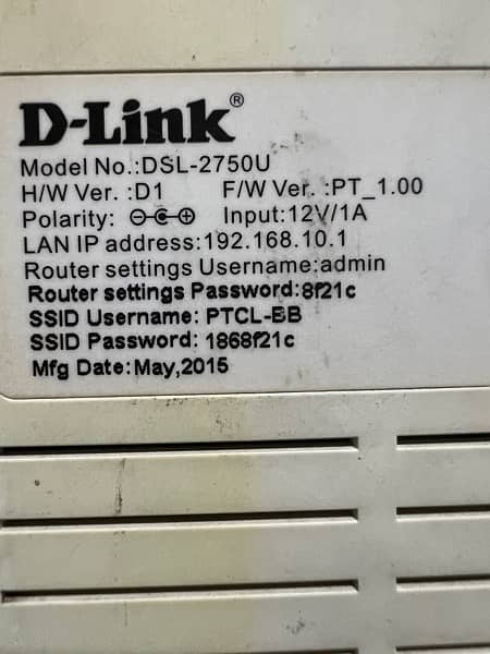 PTCL Modem Router DSL-2750U 2