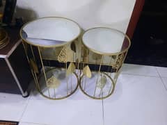 2 PCs table set. metal with glass top 0