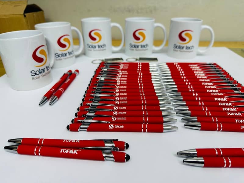 Print Logo & Company Name On Mug Shirt Cap wall clock pen keychain 10