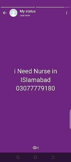 i Need Nurse in ISIamabad