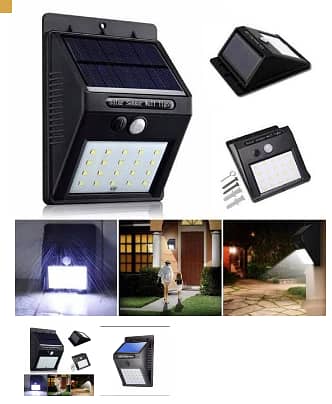 Solar Powered LED Wall Light Black 0