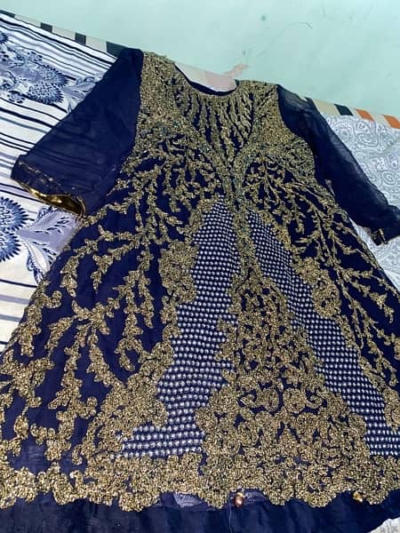 Party/Wedding Wear - 3 PCs Suit - Frock with Gharara and dupatta. 0