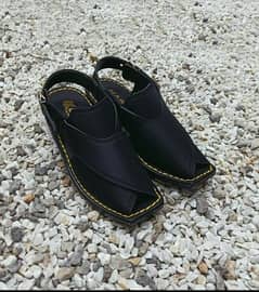 jafspot-Men's Handmade new peshawari chappal    BLACK