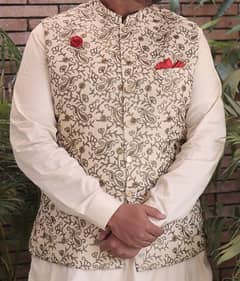 Amir Adnan Jamawar Waist Coat - Grooms Collection - XL