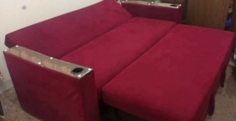 sofa cum bed 3 in 1 new condition 5 mnth use slip attacheted 9