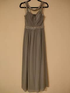 Quiz Full length Grey Dress with Jewel Detail Size Uk 10