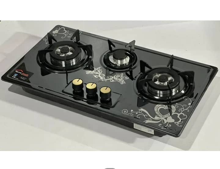 Gas Hob 3 Burner stainless steel fully automatic stove with Heat prote 0