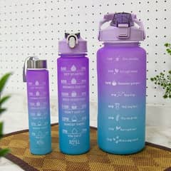 pack of 3 Leak-Proof Sports Water Bottle - 2000ML, 900ML, 500ML