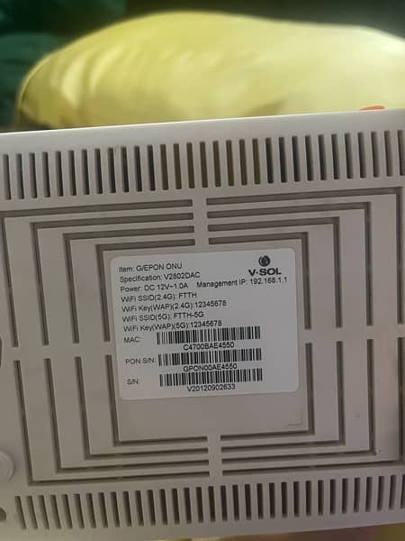 V. SOL ONU FIBER ROUTER GPON/EPON 4 Antena 2.4ghz 5ghz 1