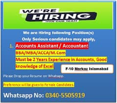 Accounts Assistant / Accountant (Female/Male)