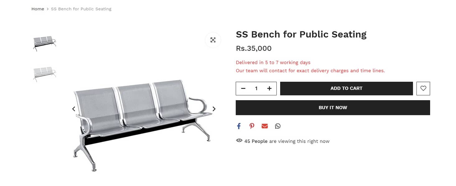 Stainless Steel 3 Seater Public bench 4