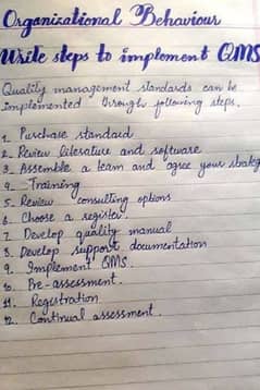 Handwriting assignment work