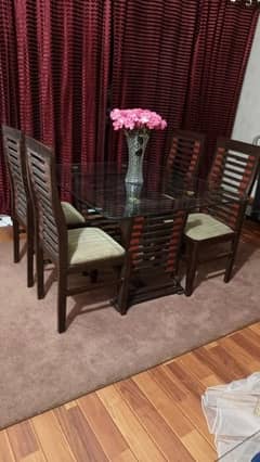 Wooden Dining Table with Chairs Available