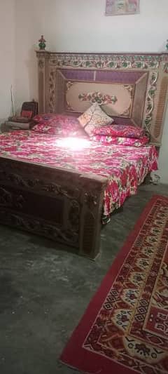 wooden king bed with mattress (03401970821)