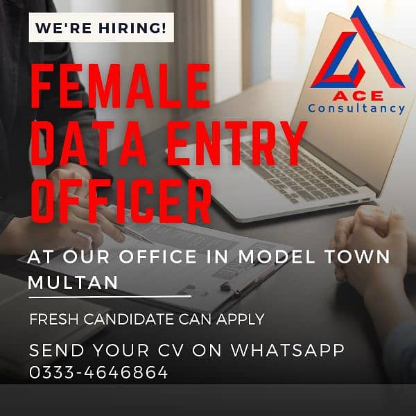 Female Data Entry Officer & Study Advisor Required in Model Town Multn 0