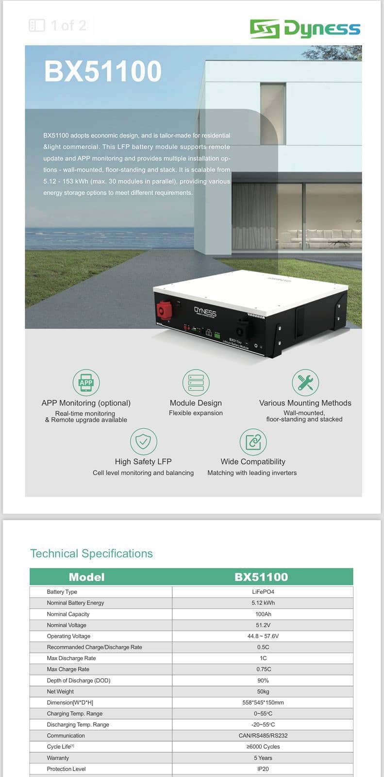 Dyness Lithium Ion Batter | 51.2V | 100Ampere 6000 Life Cycles 10