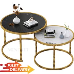 Round Shape Coffee Center Tables, Table Gold Iron Frame