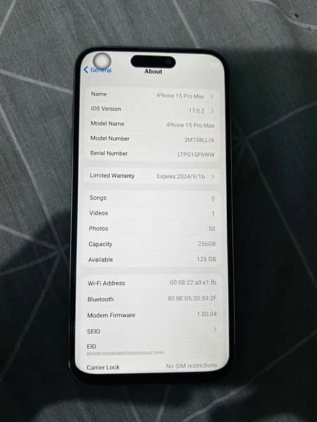 iphone 15 pro max ( 256 gb ) pta approved 1