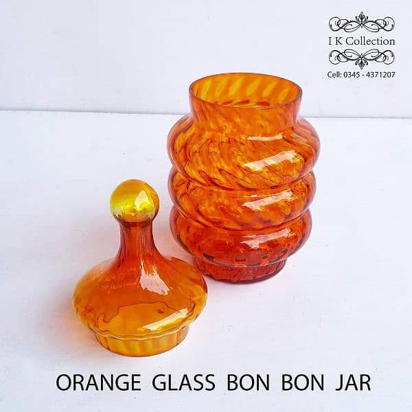 Orange Glass Bon Bon Jar 1