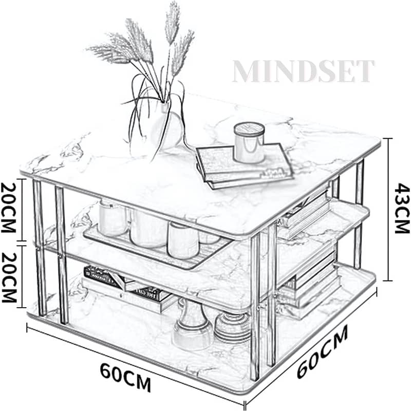 3 Layer Center Table, Home Living,Center Table With Storage Shelf 6