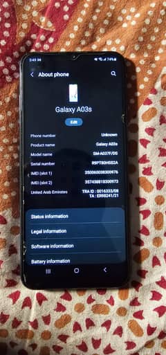 Samsung A03s 3/32 non pta only mobile