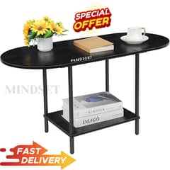 2-Tier Coffee Table, Center Table with Storage Shelf and Wood Table