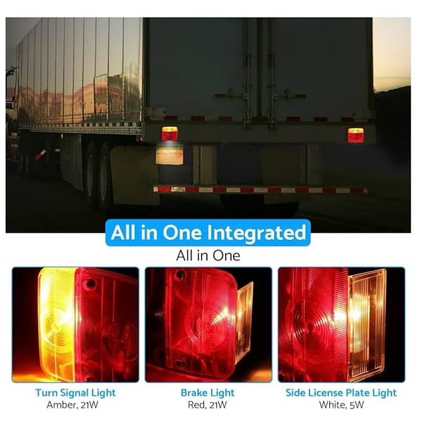 eSynic Trailer Light Set Professional 2pcs 12v Rear Tail Light 4