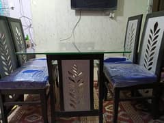 4 Seater Dinning With Double Mirror Table