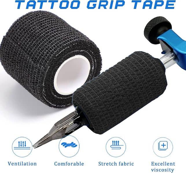 2"x5Yards Tattoo Grip Tape Disposable Tattoo Machine Wrap Elastic Tape 2