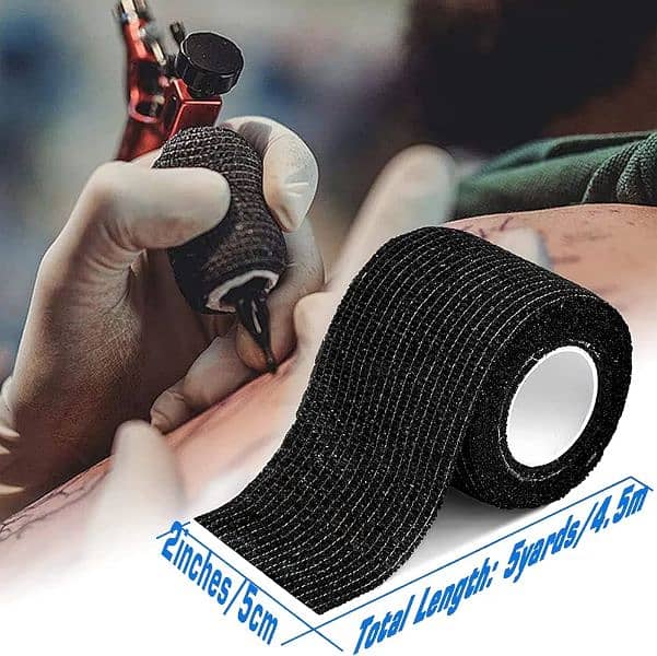 2"x5Yards Tattoo Grip Tape Disposable Tattoo Machine Wrap Elastic Tape 5