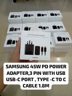 SAMSUNG 45W 3 PIN CHARGER WITH 1.8 TYPE C-C CABLE