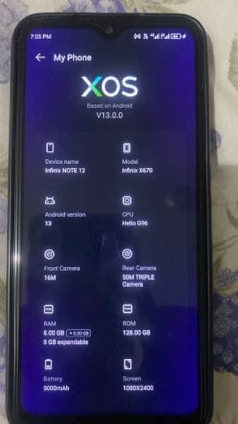 infinix not 12 8+5 rom 128 mamory ful box 03054231929 2