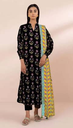 3 pcs women's unstitched lawn printed suit