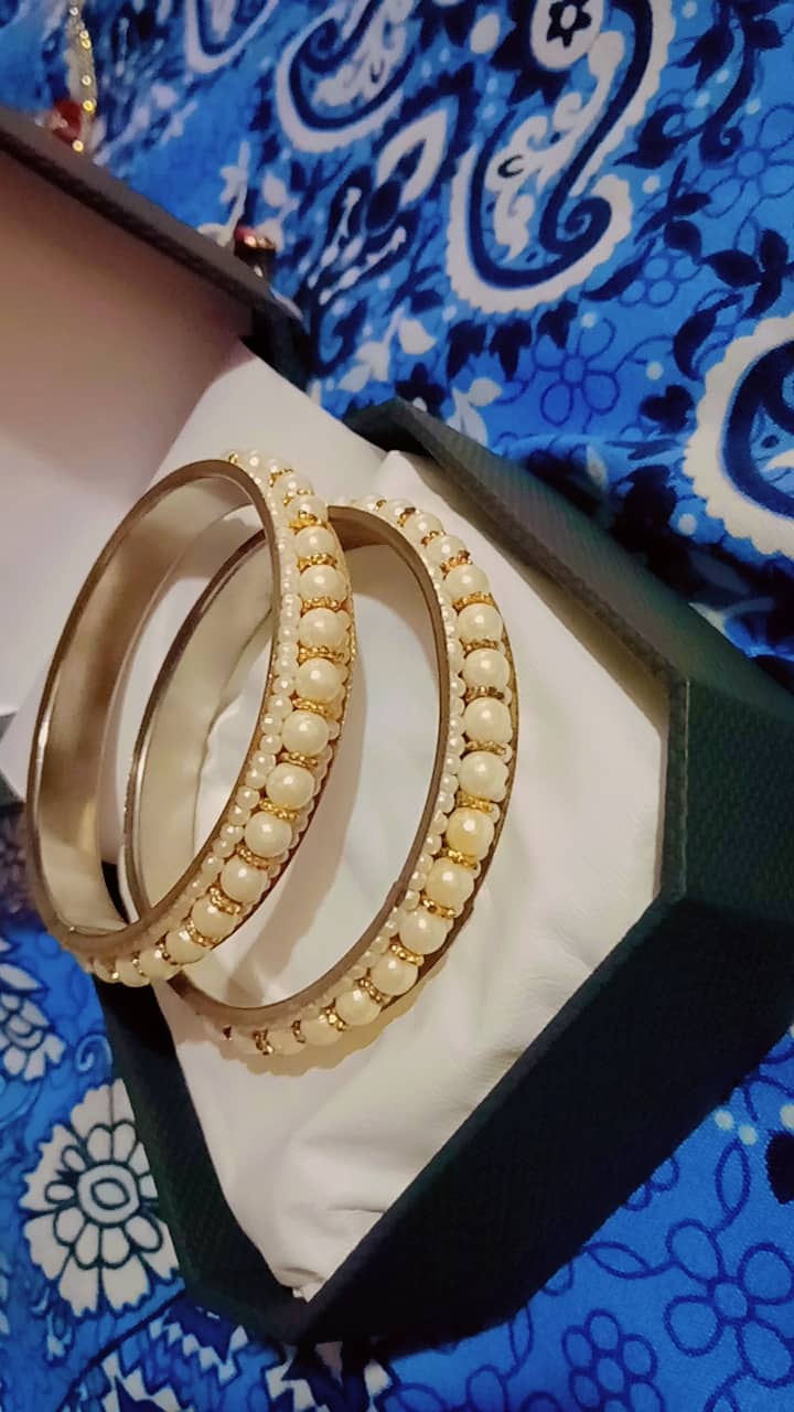 Hand made Bangles with white pearl's. traditional,10/10 in condition 1