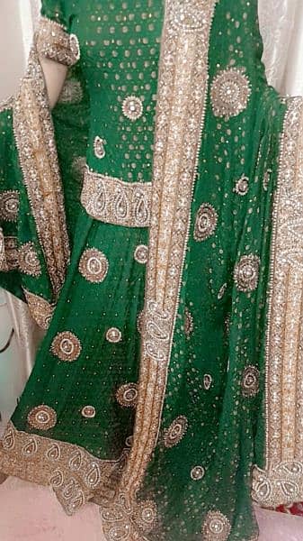 red and botel green sharara bridal wear 1