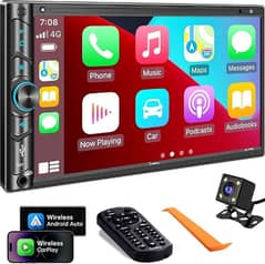 Double Din Car player Carplay 7" HD LCDTouchscreen, Bluetooth,Back Cam