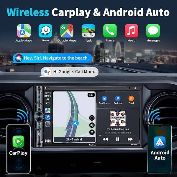 Double Din Car player Carplay 7" HD LCDTouchscreen, Bluetooth,Back Cam 1