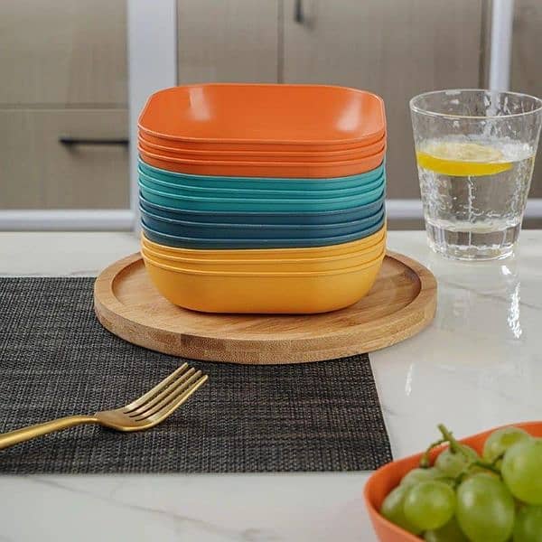 8 pcs Multicolor random shape plate set with stand 9