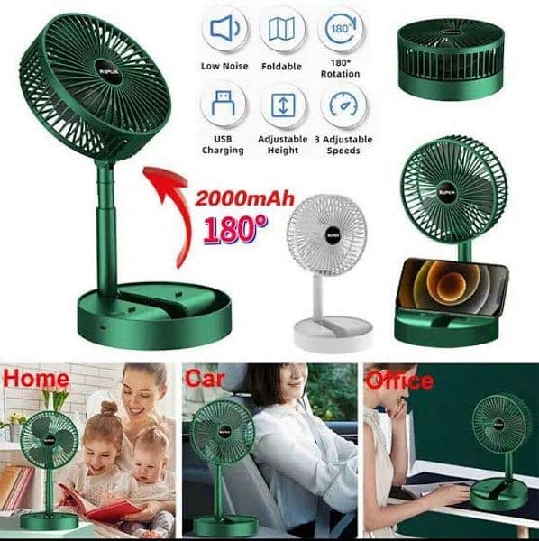 Folding portable rechargeable fan. 5