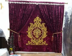 Maroon velvet curtain with Motive Blind