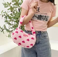 Cute y2k pink hearts japanese style shoulder/armpit bag for women