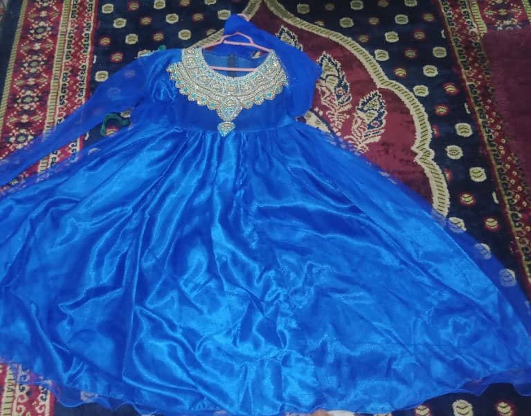 BLUE NET ON SILK FROCK 4