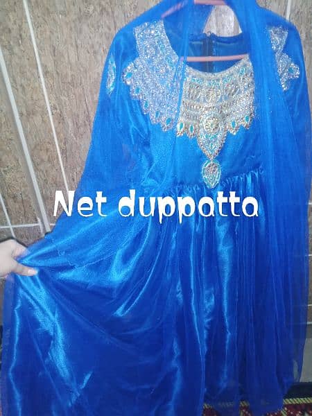 BLUE NET ON SILK FROCK 8