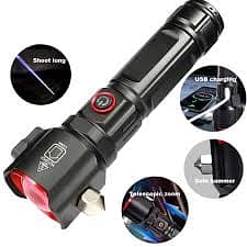 Rechargeable Multi Functional Emergency Flashlight & Power Bank - 1KM