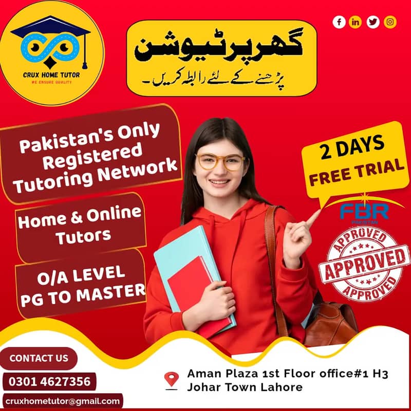 Home Tutors in Lahore, Female Tutor, Male Tutor, O Level Tutor, Fsc 0