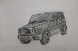 Handmade sketch of Mercedes G wagon G63 Amg