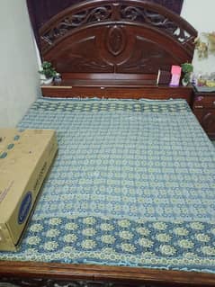 wooden double bed