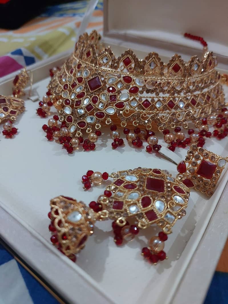 bridal Jewllary set red and mehroon 4