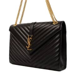 saint laurent envelope chain bag black embossed leather