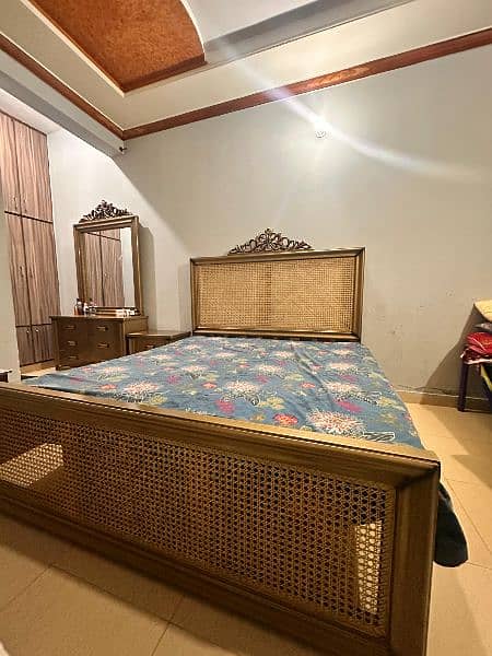 wooden bed with side tables and dressing table for sale 1